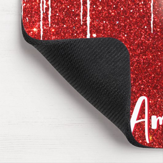 Red White Snowy Snowflake Ihr Name Mousepad (Ecke)