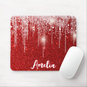 Red White Snowy Snowflake Ihr Name Mousepad (Mit Mouse)