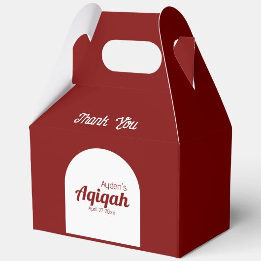 Red White Solid Color Schlicht, Aqiqah Baby Dusche Geschenkschachtel (Vorderseite)