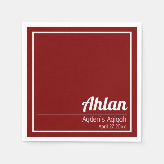 Red White Solid Color Schlicht, Aqiqah Baby Dusche Serviette (Vorderseite)