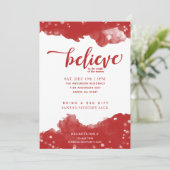 Red & White Sparkle glauben an das magische Weihna Einladung (Stehend Vorderseite)