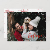 Red & White Sparkle glauben an die magische Weihna Postkarte (Vorne/Hinten)