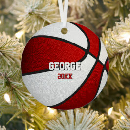 red white sports keepsake basketball ornament aus metall