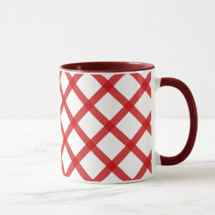 Red White Squares Retro Coffee Tasse