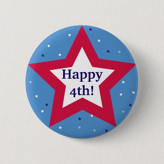 Red White Star Happy 4. Unabhängigkeitstag Brauch Button (Vorderseite)