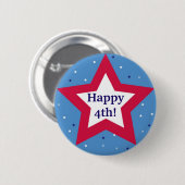 Red White Star Happy 4. Unabhängigkeitstag Brauch Button (Vorne & Hinten)