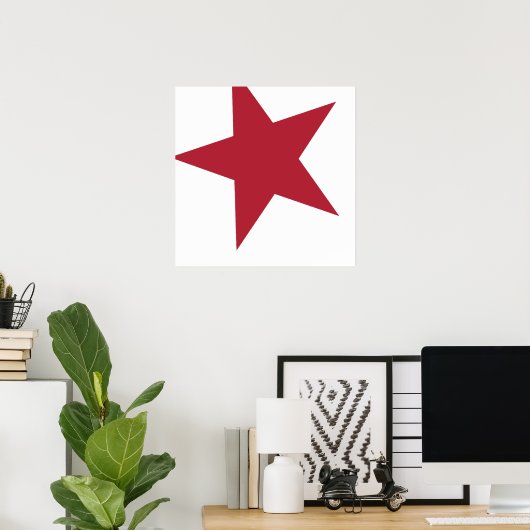 Red & White Star Poster (Heimbüro)