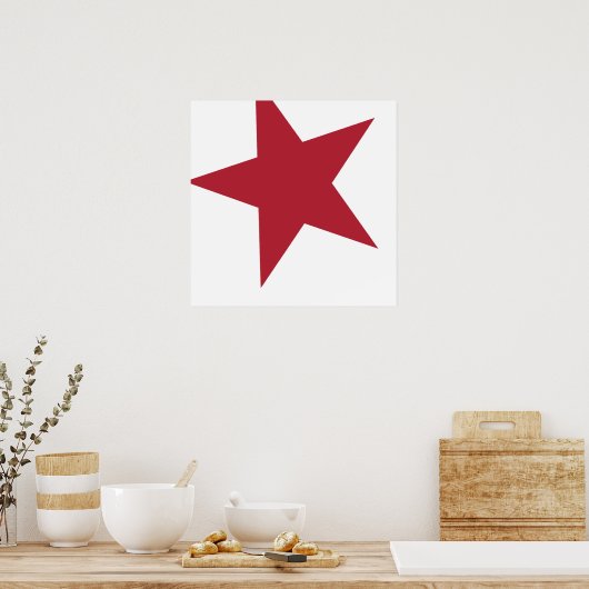 Red & White Star Poster (Küche)