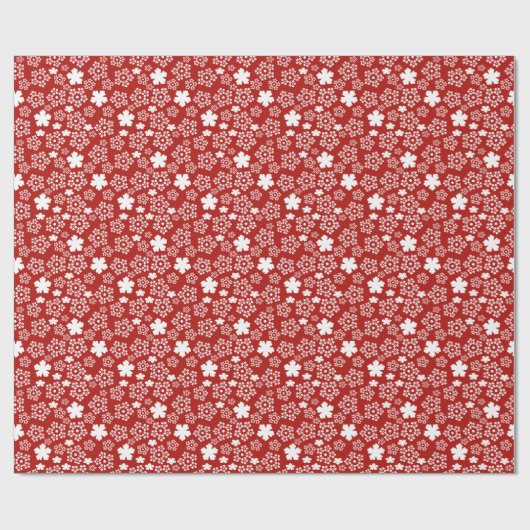 Red & White Star & Snowflake Muster Geschenkpapier (Flach)