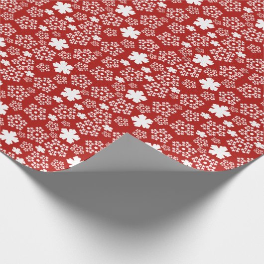 Red & White Star & Snowflake Muster Geschenkpapier (Ecke)