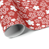 Red & White Star & Snowflake Muster Geschenkpapier (Rolleneckpunkt)