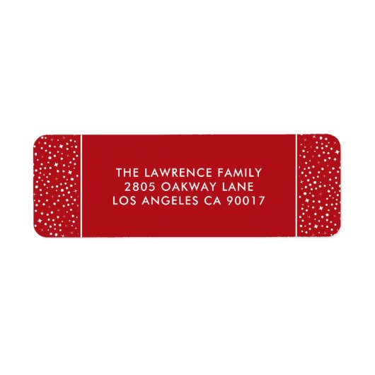 Red White Stars Snow Weihnachtsfeiertag Adresse (Vorne)