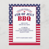 Red White Stars Stripes USA Fahne 4 Juli GRILLEN Postkarte (Vorderseite)