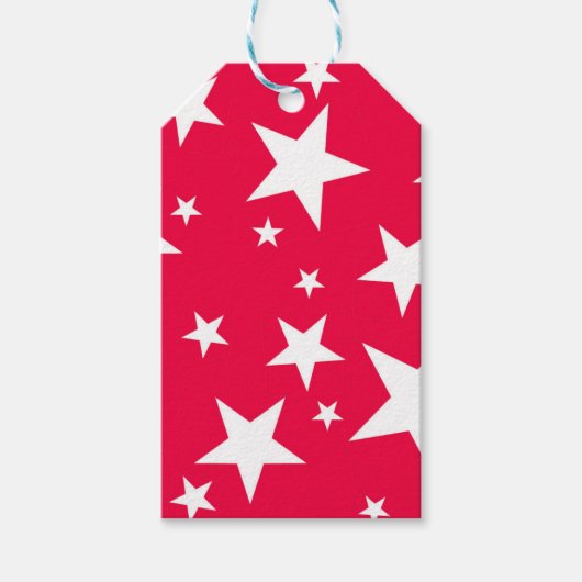 Red White Stars Weihnachten Elegantes Template Geschenkanhänger (Vorderseite)