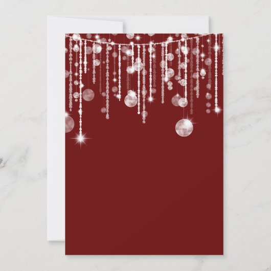 Red White String Lights Weihnachtskarte Einladung (Rückseite)