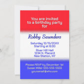 Red White Strip Baseball Geburtstagsparty Einladung (Rückseite)