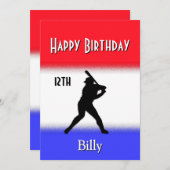 Red White Strip Baseball Geburtstagsparty Einladung (Vorne/Hinten)