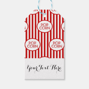 Red White Strip Popcorn Box Filme Personalisiert Geschenkanhänger