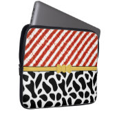 Red White Stripe Black Pattern Laptopschutzhülle (Vorne Rechts)