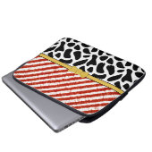 Red White Stripe Black Pattern Laptopschutzhülle (Vorne Knopf)