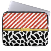 Red White Stripe Black Pattern Laptopschutzhülle (Vorderseite)