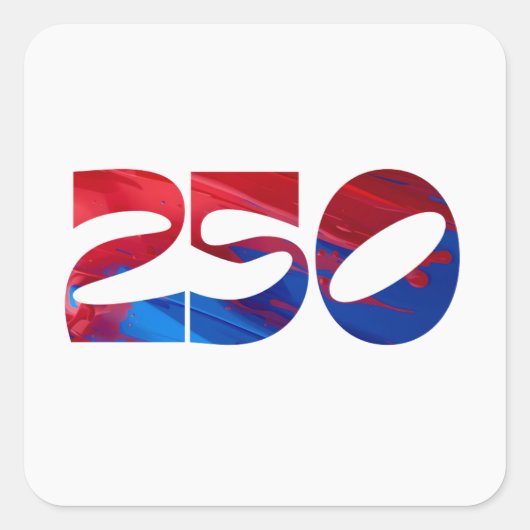 Red White Stripe Blue Stars America 250 Birthday Quadratischer Aufkleber (Vorderseite)