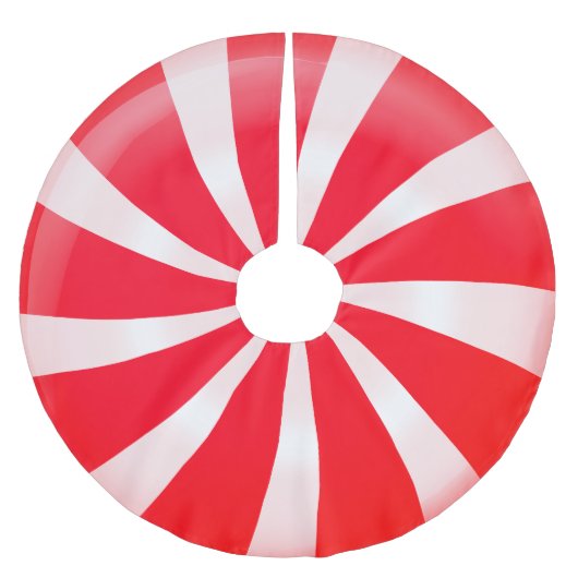 Red & White Stripe Candy Cane Polyester Weihnachtsbaumdecke (Vorderseite)