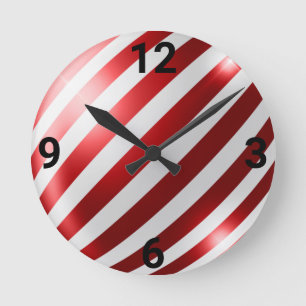 RED WHITE STRIPE PATRIOTIC WALL CLOCK RUNDE WANDUHR