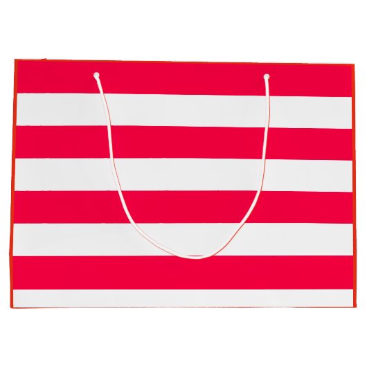 Red White Striped Christmas Template Elegant Große Geschenktüte (Rückseite)