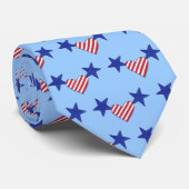 Red White Striped Hearts Blue Stars Patriotische K Krawatte (Gerollt)