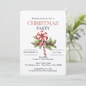 Red & White Striped Lollipop, Christmas Party  Einladung (Stehend Vorderseite)