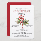 Red & White Striped Lollipop, Christmas Party  Einladung (Vorne/Hinten)