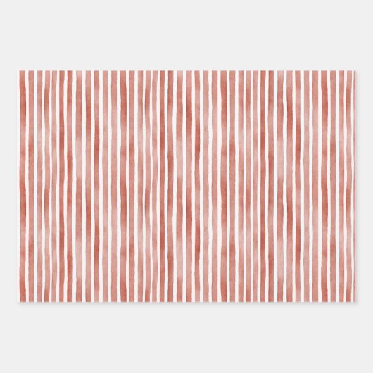 Red White Stripes Christmas Geschenkpapier Set (Vorderseite 3)