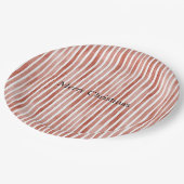 Red White Stripes Christmas Pappteller (Schrägansicht)