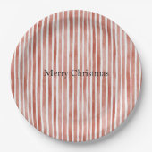 Red White Stripes Christmas Pappteller (Vorderseite)