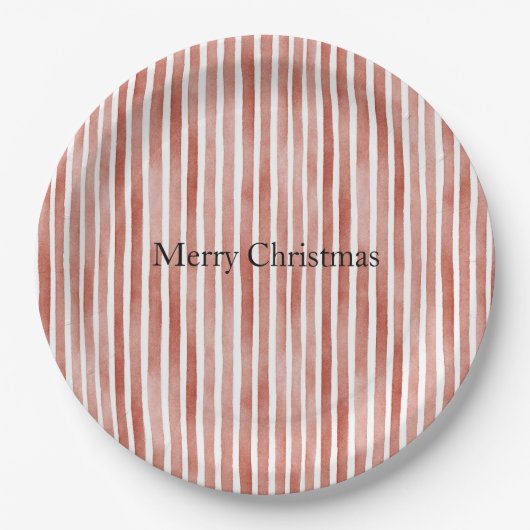 Red White Stripes Christmas Pappteller (Vorderseite)