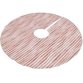 Red White Stripes Christmas Polyester Weihnachtsbaumdecke (Schrägansicht)