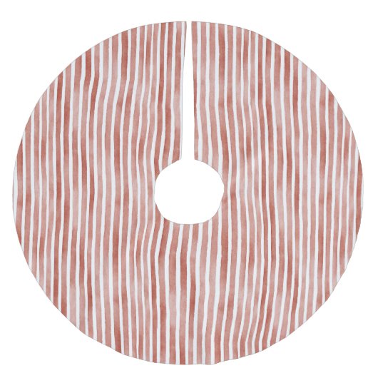 Red White Stripes Christmas Polyester Weihnachtsbaumdecke (Vorderseite)