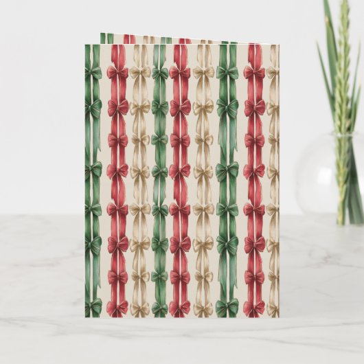 Red White Stripes Christmas Ribbons Gingerbread Karte (Rückseite)