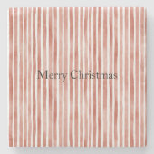 Red White Stripes Christmas Steinuntersetzer (Vorderseite)