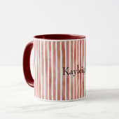 Red White Stripes Christmas Tasse (Vorderseite Links)
