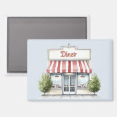 Red White Stripes Diner Magnet (Vorderseite/Rückseite)