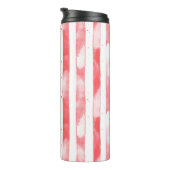 Red White Stripes Dots Christmas Thermosbecher (Nach rechts gedreht)