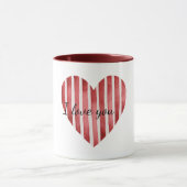 Red White Stripes Heart Love Tasse (Zentrum)