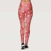 Red White Stripes Hearts Leggings (Rückseite)