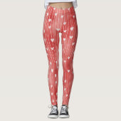 Red White Stripes Hearts Leggings (Vorderseite)