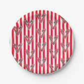 Red White Stripes Lollipops Hearts Pappteller (Vorderseite)