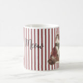 Red White Stripes Meow Cat Kaffeetasse (Mittel)