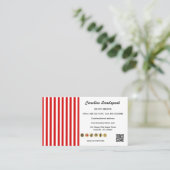 Red White Stripes & QR Code & Social Media Icons Visitenkarte (Stehend Vorderseite)