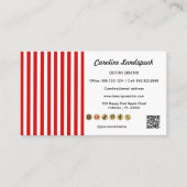 Red White Stripes & QR Code & Social Media Icons Visitenkarte (Vorderseite)